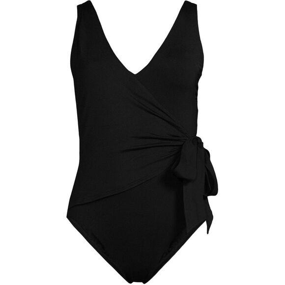 Land's End Standard size side tie soft cup adjustable tie swimsuit black size 4 - Picture 3 of 13